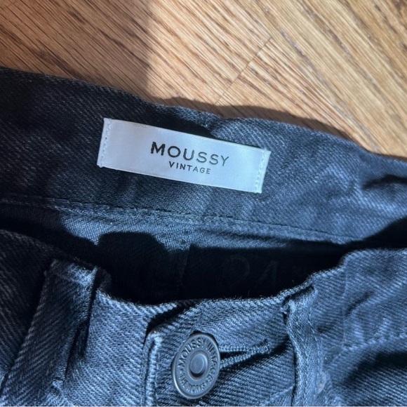 Moussy Vintage Staley Tapered Jeans Black Distressed Rock n Roll 24 - Picture 5 of 9